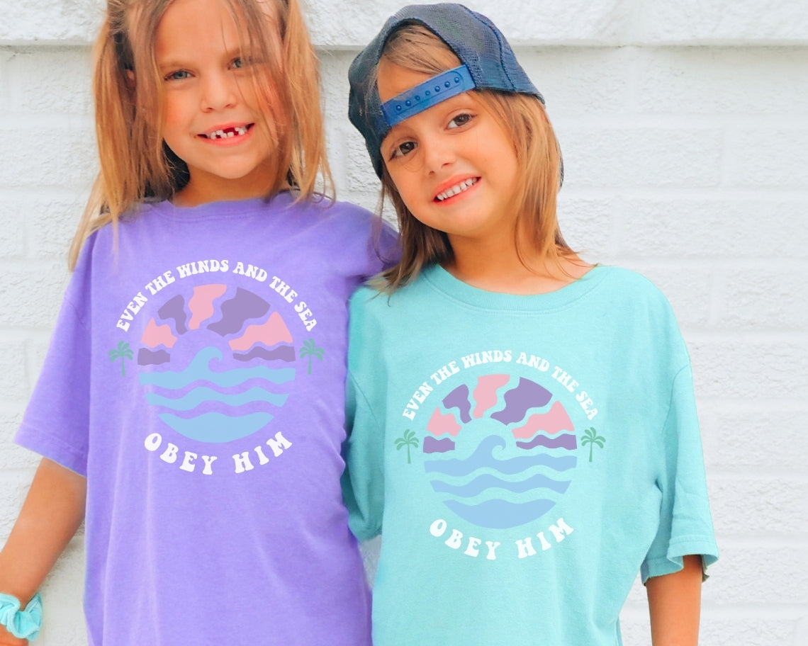 Even the Winds and The Seas Obey Him Kids T-Shirt, Comfort Colors®