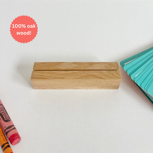 Wooden Card Holder for Flashcards, 100% Oak Card Holder